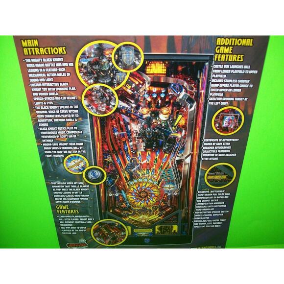 Black Knight Sword Of Rage Limited Edition Pinball FLYER Original Game Promo - Picture 5 of 5